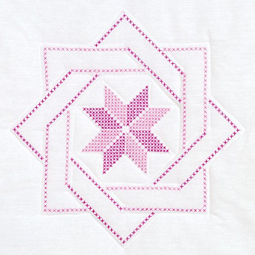 Jack Dempsey 163889 Stamped White Quilt Blocks 18X18 6/Pkg, Woven Star
