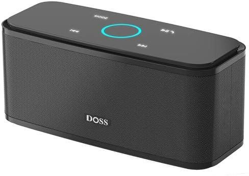 DOSS SoundBox Bluetooth Lautsprecher, Musikbox Bluetooth mit 5.0, Full-Range-Treiber, 20H Spielzeit,Touch Control, IPX5 Wasserdicht, Bluetooth Boxen für Handy, zuhause, Garten, Reise - Schwarz