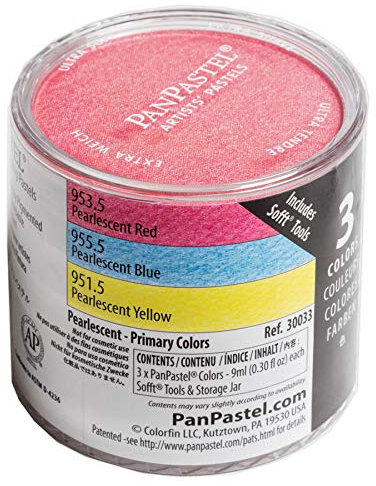 Colorfin PPPRLSET-30033 PanPastel Pearlescent Primary Artist Pastels Set, 9ml, Red, Blue and Yellow