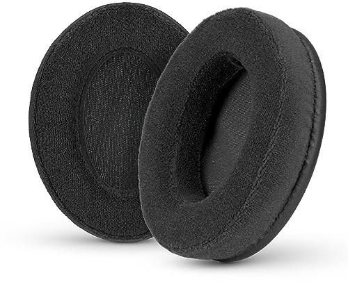 Velor Replacement Ear Pads for HyperX Cloud & Alpha, ATH M50X, Steelseries Arctis, Logitech G Pro & More Headphones, Soft Velour, Memory Foam & Long Lasting Earpads by Brainwavz - Black