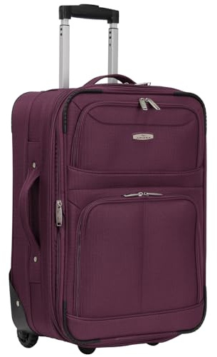 ARIANA Cabin Suitcase Lightweight Carry On Luggage Trolley Travel Bag 10Kg Hand Luggage 2 Wheels - 55x38x23cm (Burgundy, 21 Small (Cabin Size))