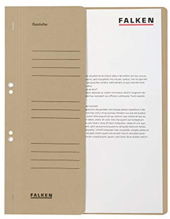 Original Falken 50er Pack Ösenhefter. Made in Germany. Aus Recycling-Karton mit halbem Vorderdeckel und kaufmännischer Heftung für DIN A4 grau Hefter Sammelmappe Blauer Engel