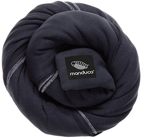 manduca Sling - Babytragetuch - Elastische Babytrage für Neugeborene von der Geburt bis zu 15 kg - Bio-Baumwolle - GOTS zertifiziert,Black