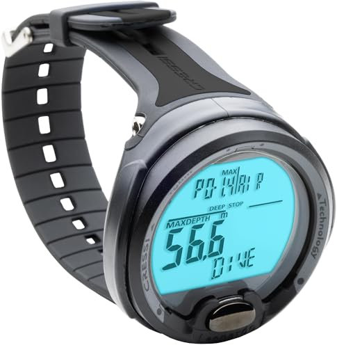 CRESSI Leonardo Tauchcomputer – Luft/Nitrox & Gauge-Modus – Ein-Knopf-Bedienung, Hochkontrast-Display – 120m wasserdicht, Benutzerwechselbare Batterie, Deep Stop, CNS O₂ Indikator