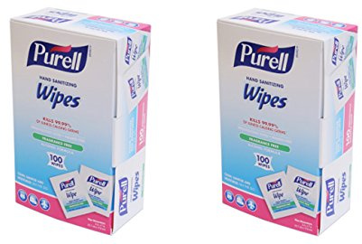 GOJO : PURELL Premoistened Sanitizing Hand Wipes, 5 x 7, 100/Box -:- Sold as 2 Packs of - 100 - / - Total of 200 Each