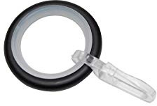 GARDINIA Gardinenringe für Gardinenstangen mit Ø 16 mm, Mit Gleiteinlage und Gardinenhaken, 10 Stück, Breite 4,6 mm, Innen Ø 25 mm, Außen Ø 34 mm, Metall, Schwarz-matt