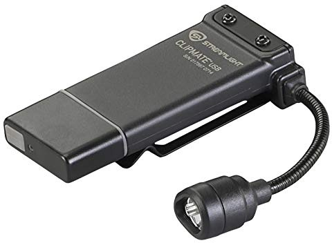 Streamlight 61125 ClipMate 70-Lumen 500-Candela Rechargeable Hands-Free Clip-On Light with White and Red LEDs, Black