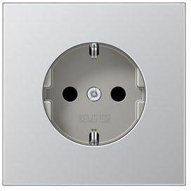 Jung AL 1520 N D Schuko Steckdose 16 A 250 V ohne Befestigungskrallen Serie LS Aluminium, 250 V