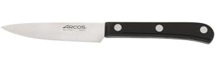 Arcos Cuchillo Verduras Acero Inoxidable Nitrum 100 mm - Hoja Resistente y Duradera - Mango Ergonómico POM Negro - Ideal para Uso Diario y Corte Preciso | Mango de POM. Serie Europa. Color negro.