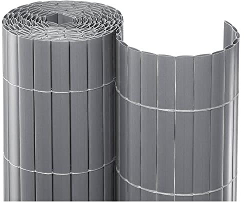 NOOR PVC Sichtschutzmatte - wetterfester Sichtschutzzaun für Balkon, Terrasse und Garten - stabile Balkonverkleidung als Sichtschutz - einfache Montage der Zaunblende - Silber 120 cm x 3 m