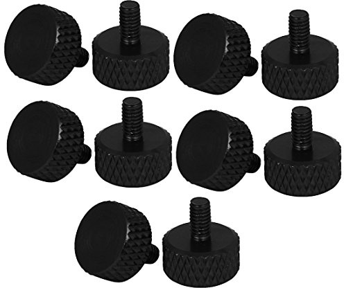 sourcing map Graphics Card Metric M3.5-0.6x6mm Flat Head Knurled Thumb Screws Black 10pcs