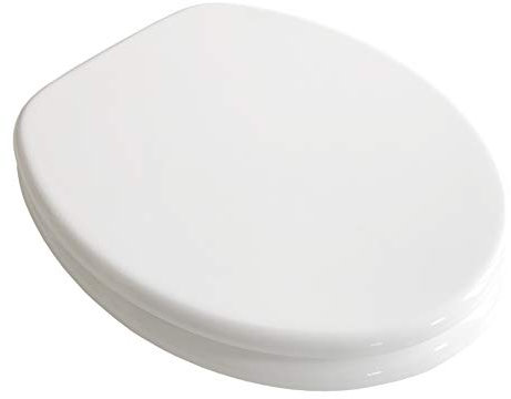 ADOB WC Sitz Klobrille Weiss mit stabilem Holzkern, 3,6 kg schwer, messing verchromte Scharniere, WC-Brille WC-Deckel, 85002