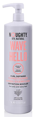 Noughty 97% Natural Wave Hello Curl Defining Conditioner, um Locken zu pflegen, weich zu machen und zu definieren, mit Seetang-Extrakt und Avocadoöl, sulfatfrei, vegane Haarpflege, 1 l