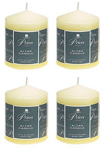 4 x Prices Ivory Altar Candle 100mm X 80mm 50 Hours Burn Time