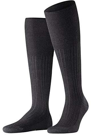 FALKE Herren Kniestrümpfe Bristol Pure M Kh Wolle lang einfarbig 1 Paar, Grau Anthracite Melange 3080, 39-40