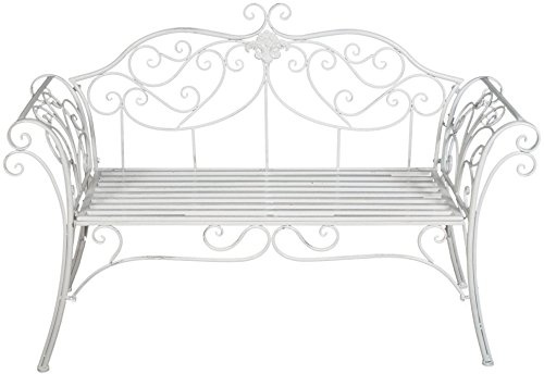 Biscottini Panchina da esterno ferro 133x49x90 cm - Panca da esterno arredo giardino - Panchina in metallo da giardino 2 posti - Divanetto in ferro bianco - Sedia portico - Panchina ghisa