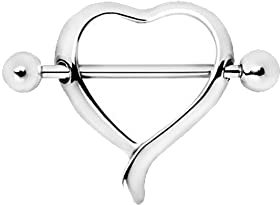 eeddoo Brustwarzen-Piercing Herz Silber Edelstahl