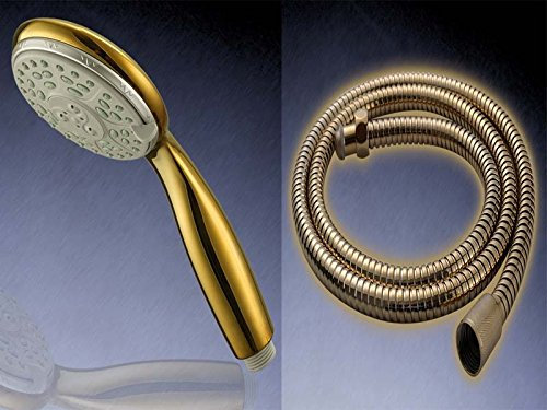 Set soffione doccia con tubo flessibile da 1,5 m, colore oro