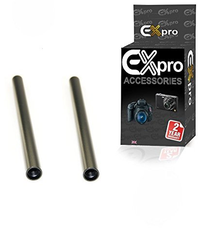 Ex-Pro® 15mm Rail Rod Black Aluminium Alloy 10cm 4 - Pack of 2