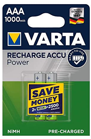 Varta NiMH Micro AAA Batería (1,2 V, 1000 mAh) 2 Unidades