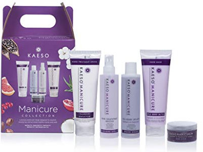 KAESO Pack de 5 Uds para Manicura Profesional Manos y Uñas - Exfoliante de Granada y Mora que Suaviza la Piel - Spray Cítrico Revitalizante - Tratamiento Completo que Hidrata y Fortalece las Uñas