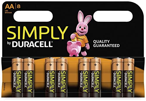 Duracell Simply Batterie Alcaline, Stilo, AA, Confezione da 8
