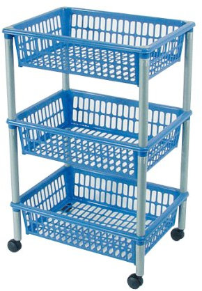 Axentia 235099 Universalwagen mit 3 Aufbewahrungskörben, Kunststoff, 40 x 29 x 62 cm, zufällige Farbe, Farblich Sortiert