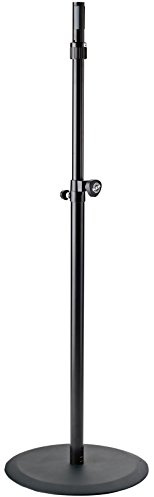 K&M 26737 Boxenstativ Schwarz aus Stahl mit Rundfuß, Spreizdorn und Ring Lock System - dekorativ, langlebig und stabil