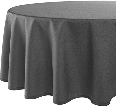 Tischdecke Wien Home - mit Fleckschutz Leinenoptik - 140 cm rund anthrazit | Wasserabweisende Gartentischdecke – die strapazierfähige und pflegeleichte Decke für drinnen & draußen