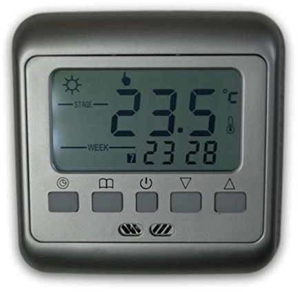 SM-PC®, Raumthermostat Thermostat Silber programmierbar Digital weiße Hintergrundbeleuchtung #860