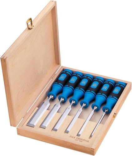 Kirschen 1108000 Number 1108 Firmer Chisel Set with 2-Component Handles - Multi-Colour (6-Piece)