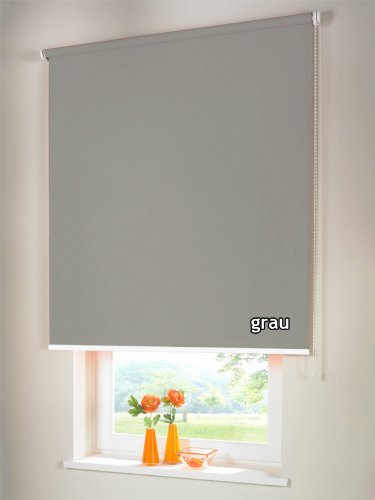 Verdunkelungsrollo Seitenzugrollo Kettenzugrollo Rollo Verdunkelung 240 x 180 cm / 240x180 cm grau - Bedienseite rechts