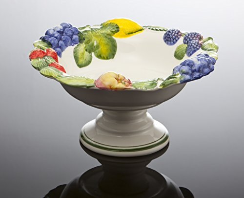 Bassano italienische Keramik mediterrane Obstschale mit Fuß, Etagere 31x16