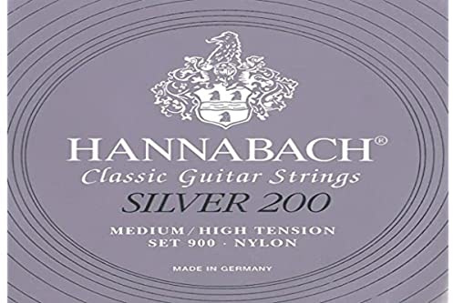 Hannabach Klassikgitarrsträngar Serie 900 medium-high tension Silver 200 - Set med 3 bassträngar - 9007MHT