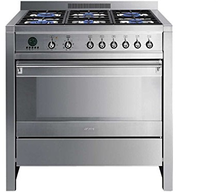 Smeg A1D de 7 Wagon Support Acier Inoxydable cuisson Cuisinière à gaz de cuisson gaz 90 cm Cuisinière A