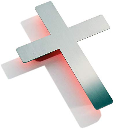 Schönbeck Design Kreuz, Wandkreuz Edelstahl poliert - mit orangem, gelbem und grünem Hintergrund erhältlich - puristisch, geradlinig, aussergewöhnlich - Made in Germany (Orange-poliert)