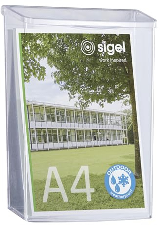 SIGEL LH325 Porta-depliant da esterno, in acrilico, resistente alle intemperie, per A4, 1 pz