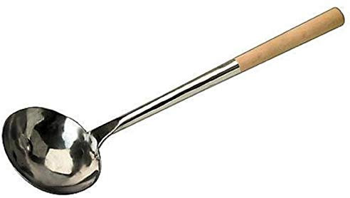 JADE TEMPLE Schöpfkelle für den Wok, stainless steel, Gesamtlänge 50 cm, mit Holzgriff, 1 x Schöpfkelle, Silber