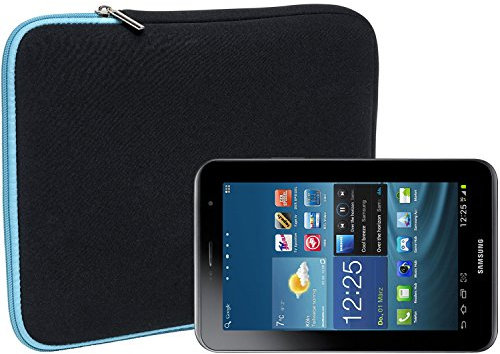 Slabo Tablet Tasche Schutzhülle für Samsung Galaxy Tab 2 P3110 Hülle Etui Case Phablet aus Neopren – TÜRKIS/SCHWARZ