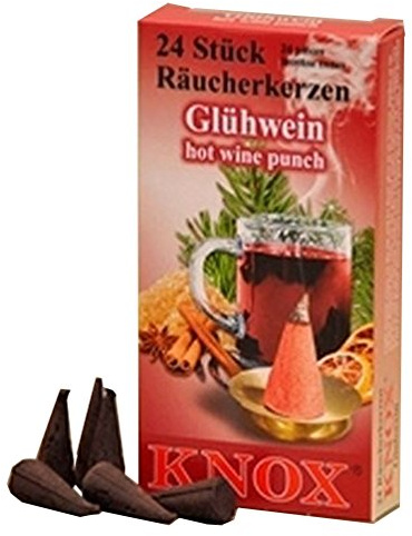 Knox Hot Wine Punch (Glühwein) Scented Incense Cones, Pack of 24, Made in Germany