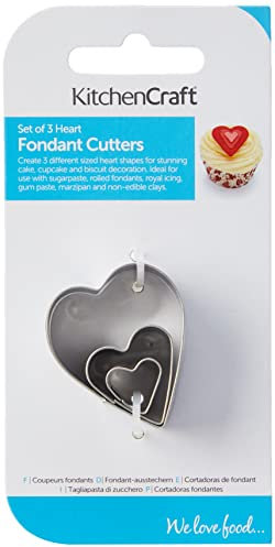 Sweetly Does It Cortadores de Fondant para Decoración de Tartas, Diseño de Corazones, Acero Inoxidable, 3 piezas