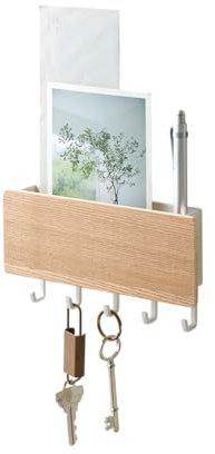 YAMAZAKI 2730 RIN Magnetisches Schlüsselbrett, weiß, Holz/Stahl, Minimalistisches Design, 18 x 3 x 9,5 cm (LxBxH)