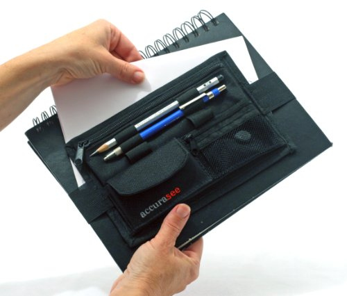 Accurasee Sketch Caddie for Artist - Art Supply Carrier with Elastic Band Attachment for Portfolio Sketch Book, Art Binder, Notebook, Art Organizer