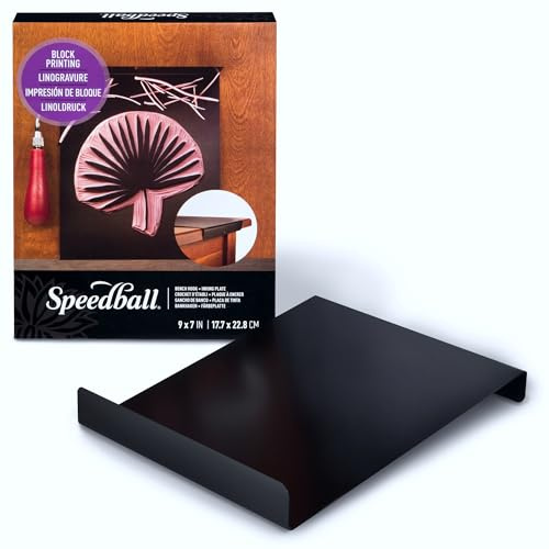 Speedball Gancho de banco y placa de entintado para tallado de impresión de bloques, 9 x 12 pulgadas, fabricado en Estados Unidos
