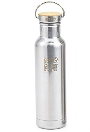 Klean Kanteen Edelstahlflasche mit Unibody Bamboo Cap 800 ml Reflect, Mirrored Stainless, 8020055