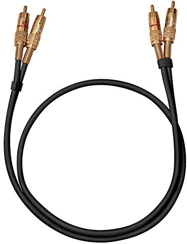 Oehlbach NF 1 Master 50 – Utmärkt analog stereoljudkabel – 2 x RCA/2 x RCA, full metallkontakt, avskärmning – 0,50 m – svart