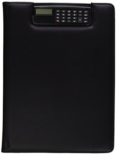 Alassio 31500 - Schreibmappe BRESCIA im DIN A4 Format, Businessmappe aus Lederimitat, Dokumentenmappe in schwarz, Mappe ca. 33 x 25 x 2 cm, mit Taschenrechner als Clip