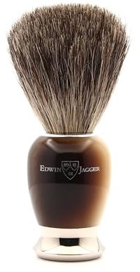 Edwin Jagger 81SB582AMZ Classic Pure Badger Exfoliating Shaving Brush for Shaving Cream or Shaving Soap for Men and Women (Horn)