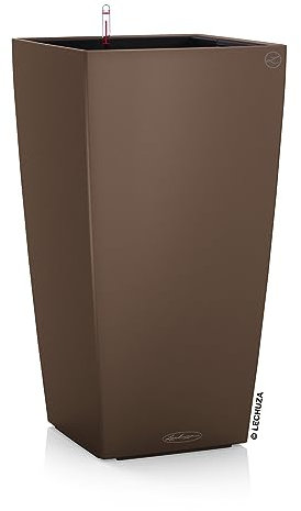 Lechuza – Pot de Fleurs d’Extérieur et d'Intérieur – Color Cubico – Réserve d'Eau Intégrée – Coloris Muscade – 22 x 22 x 41 cm