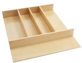 Rev-A-Shelf Trim-to-Fit Silverware Drawer Organizer For Kitchen Utensils, Cutlery Cabinet Storage Divider Insert, 18.5 x 22, Maple Wood, 4WUT-1